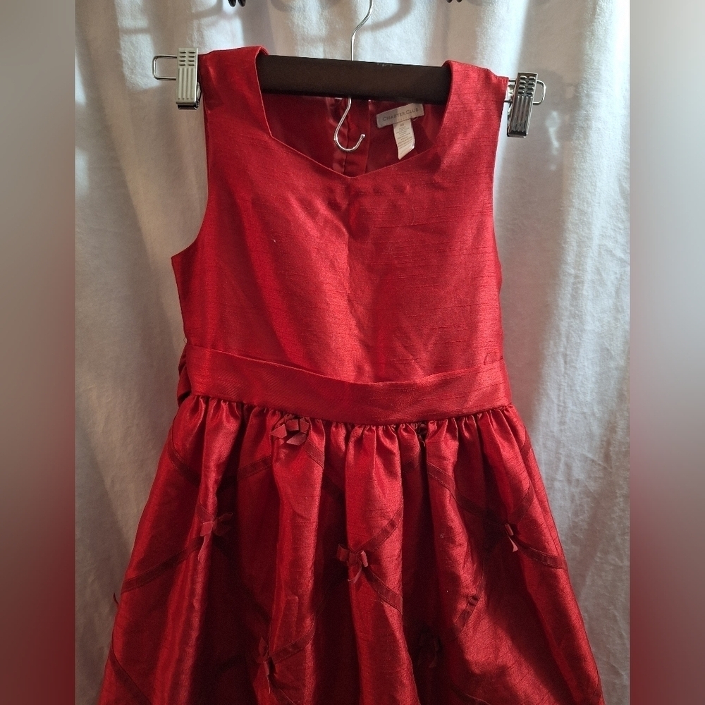 Girls Elegant Red Sleeveless Dress - Picture 2 of 5